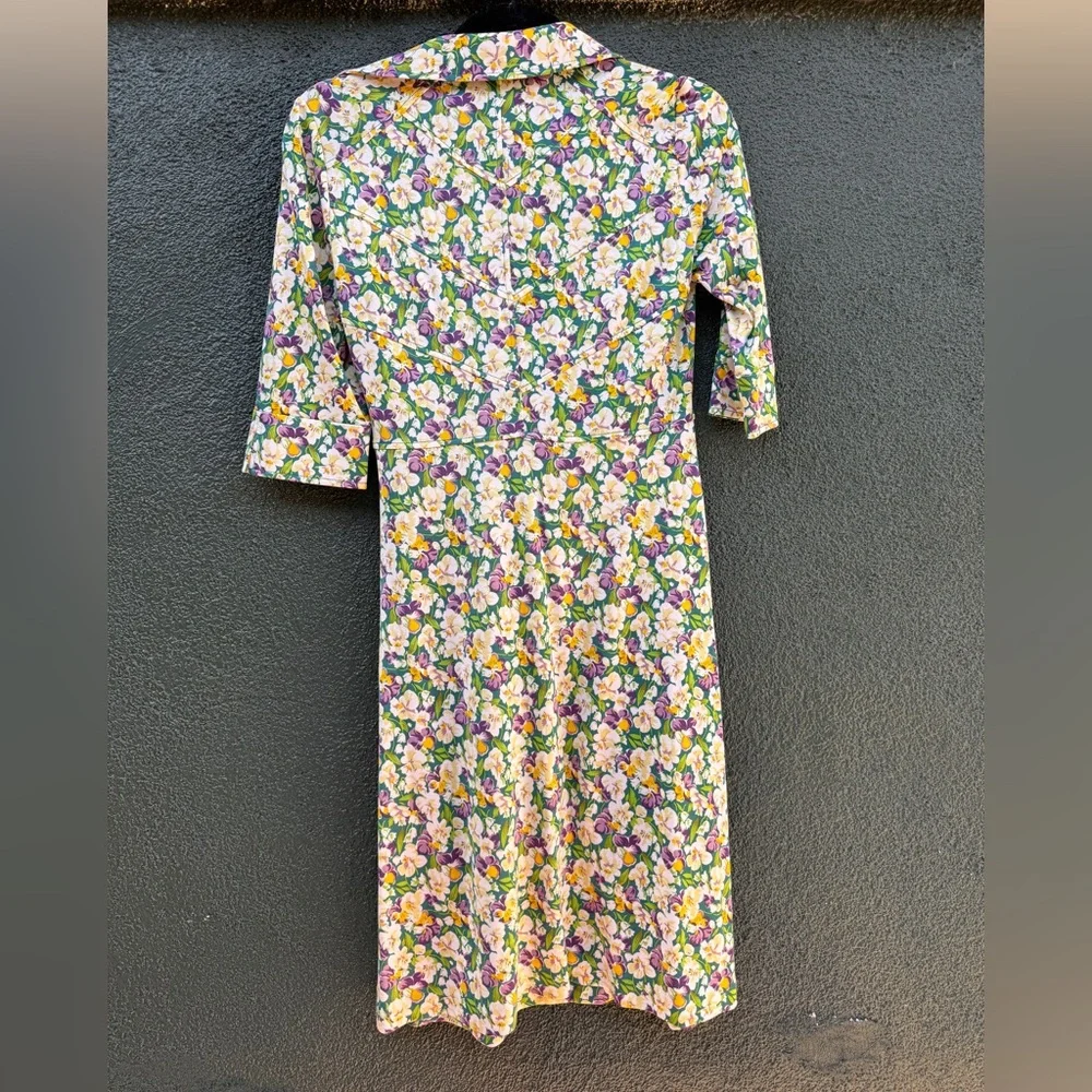 Y2K does 60s Vintage Silk Diane Von Furstenberg Multicolor Floral Midi Dress - Picture 2 of 9